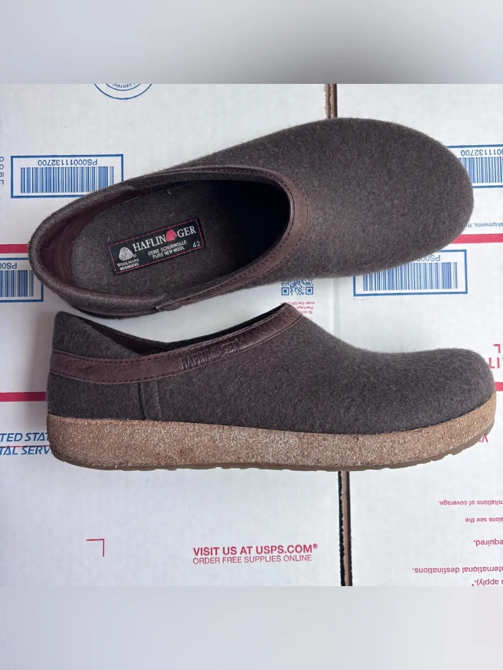 Haflinger Grizzly Wool closed heel mule Clog Sz 42 | men’s Sz 9